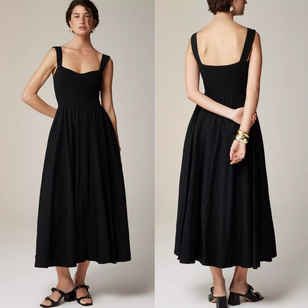 J. Crew Sweetheart Tank Maxi Dress Poplin A Line Skirt Black CA647 XXL NEW NWT!